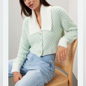 EEUC Louna Diamond Knit Cardigan Cropped Soft XS 🥰